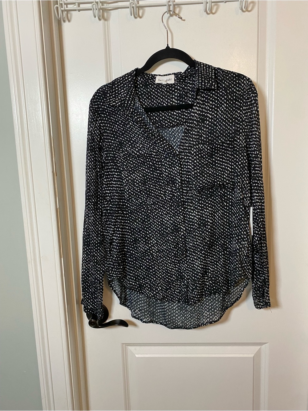 NWT Bella Dahl Black & White Printed Long-Sleeve Blouse